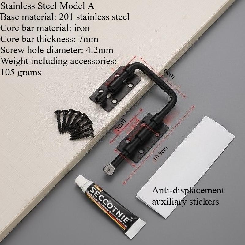 

1 комплект защелка без сверления, дверной засов, дверная защелка 90 градусов, замок против кражи, замок для раздвижной двери, пряжка из цинкового сплава чёрный