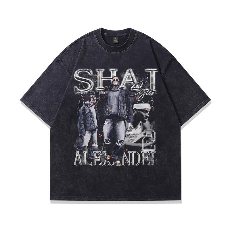 Herren T-Shirt Kurzarm Amerikanischer Retro Stern Direktdruck Oversize Große Version Baumwoll T-Shirt