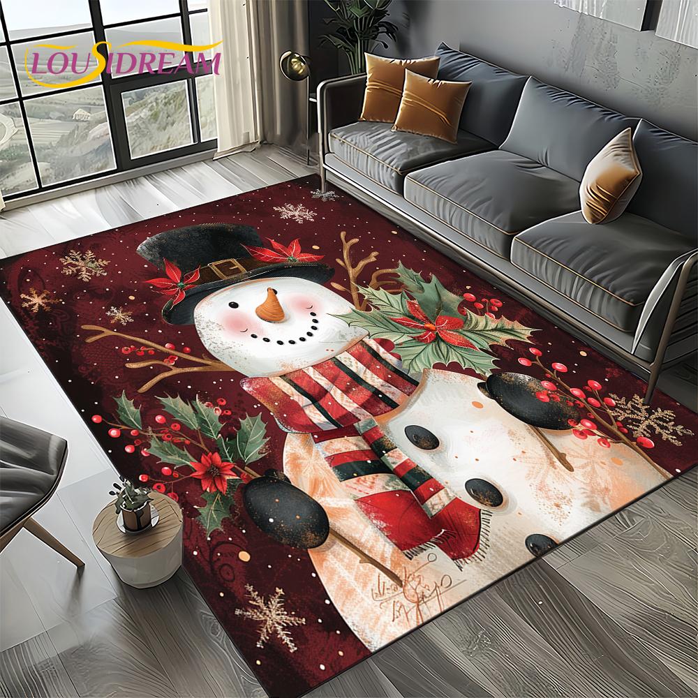 2025 Merry Christmas Tree Santa Claus,New Year Fairy Tale Gift Carpet Rug for Home Bedroom Sofa Doormat Decor,Non-slip Floor Mat