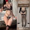 Sex lingerie three-point one-piece lingerie set lace hollowed out sexy bikini flirting sex clothes women