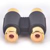 Doppelter 2 x Cinch-Phono-Koppler, Buchse auf Buchse, Audio-/Video-Anschlussadapter, Gold