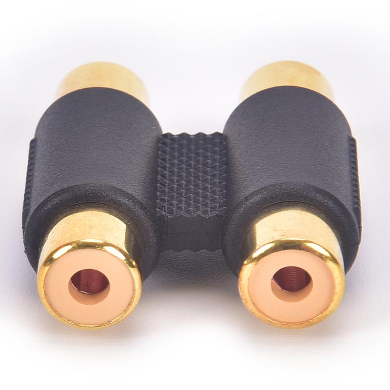 Doppelter 2 x Cinch-Phono-Koppler, Buchse auf Buchse, Audio-/Video-Anschlussadapter, Gold