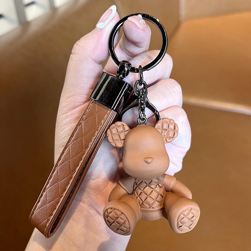 Bambus Bär Schlüsselanhänger, Hochwertiger Modischer Männlicher Personalisierter Autoschlüsselanhänger, Puppe, Exquisites Taschenanhänger, Damen Schlüsselanhänger.