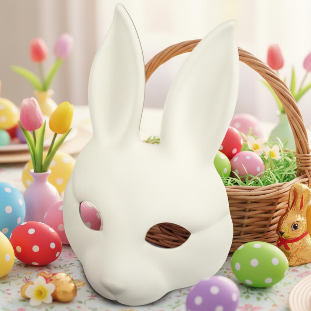 Realistische Weiße Hasenmaske Neuheit Pu-Leder Maske Hasengesicht Cosplay Maske Party Maske Für Osterfeiern Cosplay Kostüme