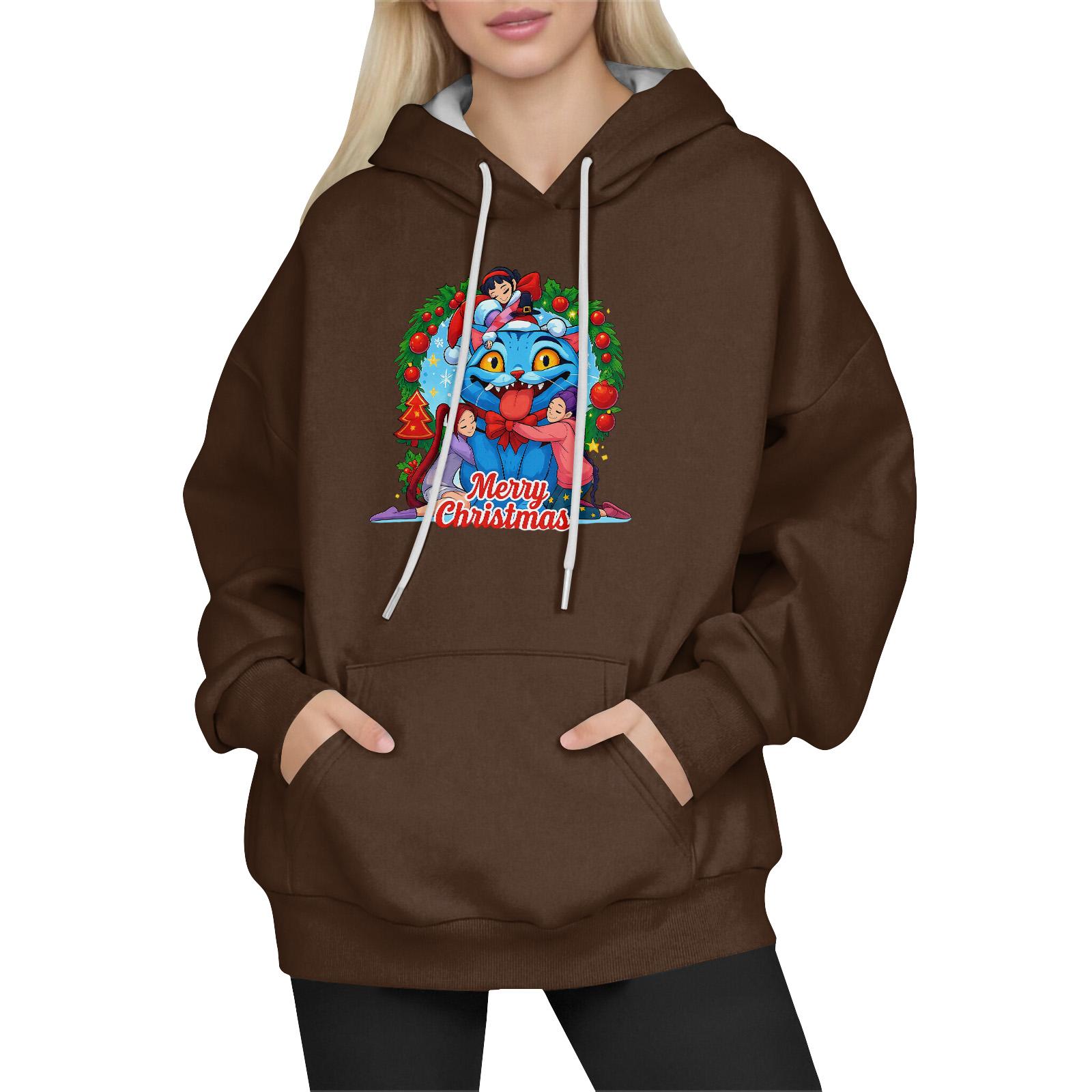 

Women s Fashion Long-Sleeve Pullover Hoodie with Fun Movie-Inspired Prints L