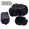 3pcs Super Thick Plush Car Fluffy Steering Wheel Cover Gearshift Handbrake Cover Protector Warm Collar Soft Sheepskin Fur Winter
