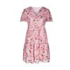 Women Chic Floral Print Loose Dress V Neck Short Sleeve Spring Autumn Fashion S-XL