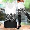 Retro Flower Printed Yoga Outfit for Women Fashion Workout Leggings Fitness Sports Casual Yoga Set Sports Suit