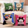 Cute cartoon cat patterns Pillow Case Natural Linen Double-Sided Printing Sofa Home Decor Cushion Cover