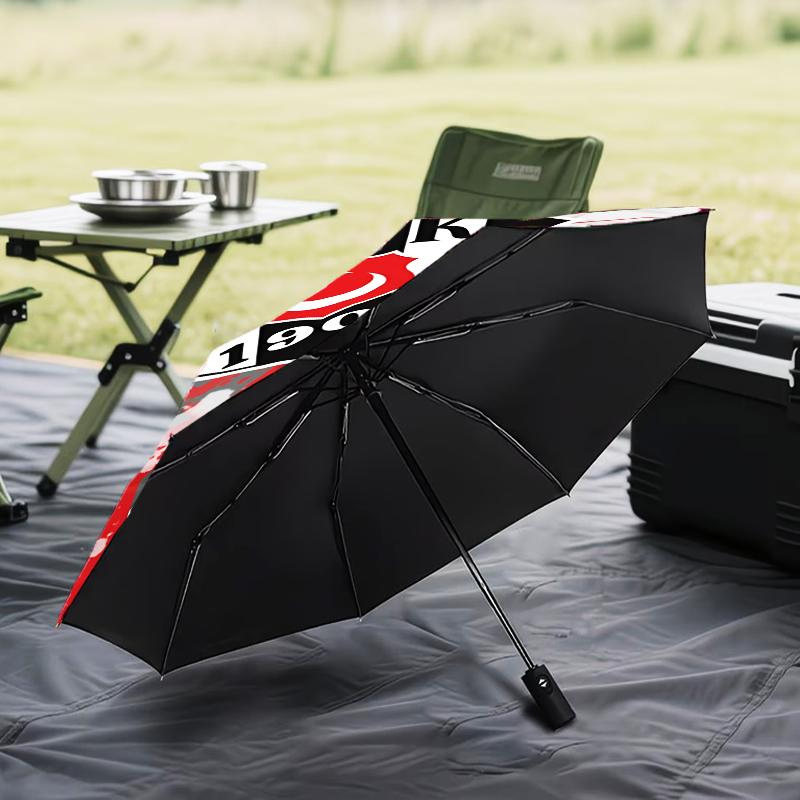 Be?ikta? Istanbul Football Club Emblem Umbrella Folding Umbrella, Automatic Umbrella 8-Frame for Travel, Camping Use Gift for Halloween Christmas