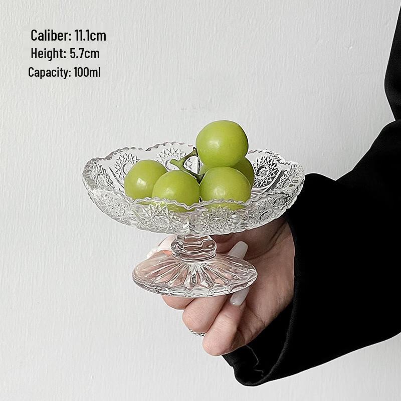 Nordic Embossed Glass Low-Foot Serving Dish Set