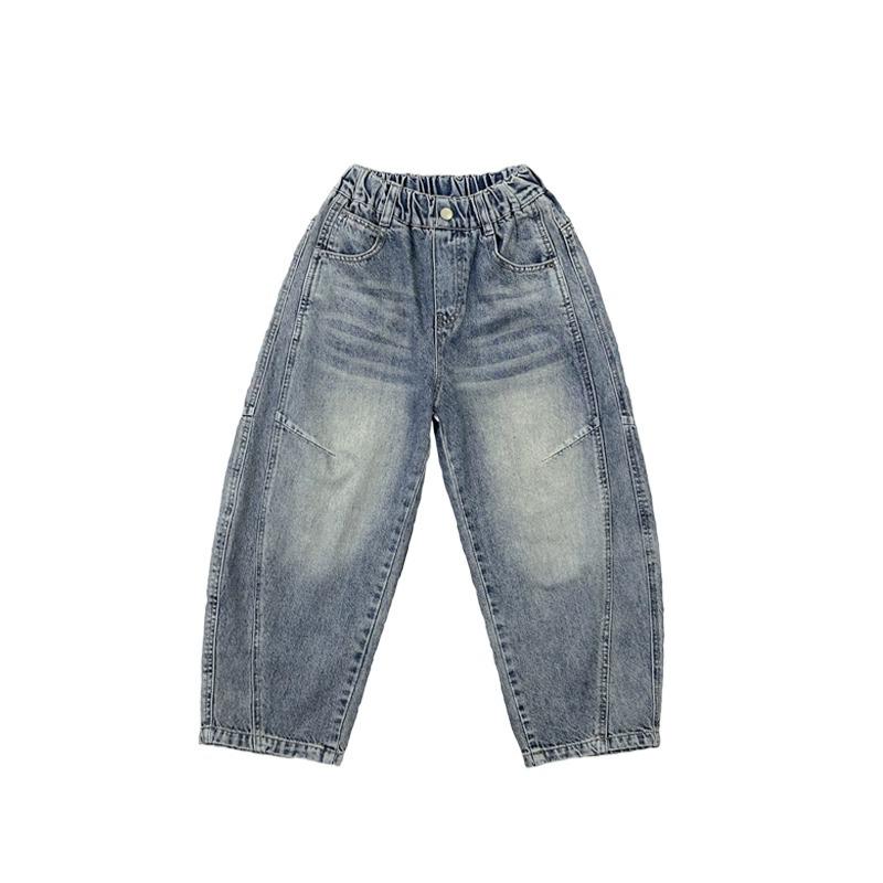 Spring Boys' Soft Denim Wide-Leg Jeans - Korean Style