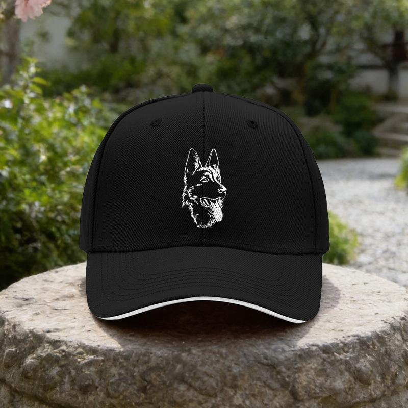 GerUnisex Shepherd Head Baseball Cap for Unisex Women Black Breathable Outdoor Cap for Camping Travel Sports Gifts