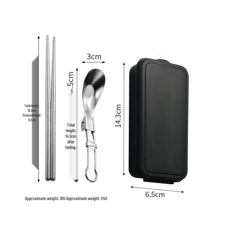 Portable Stainless Steel Camping Cutlery Set: Fork, Spoon, Chopsticks, Folding Yuanbao Spoon, Alloy Fork