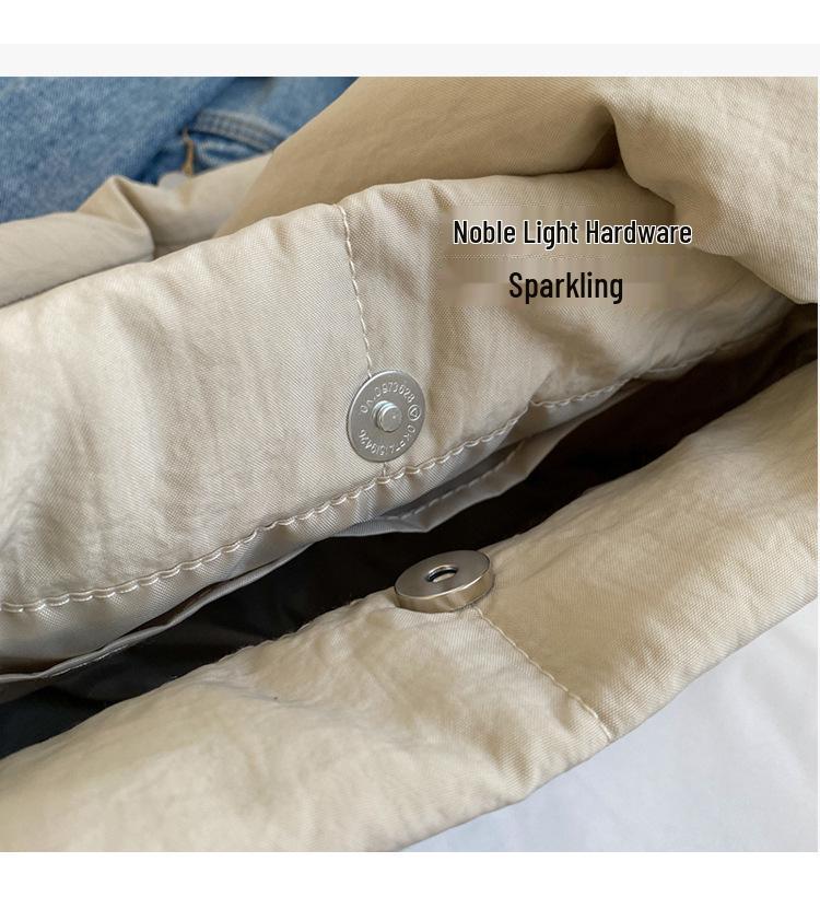 Korean Style Women's Cotton-Padded Crossbody Messenger Bag - Solid Color, Large Capacity