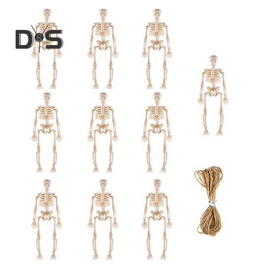 

10 шт. Мини-фигурка скелета, украшение, 6 дюймов, подвижная человеческая кость, пластиковый череп, реквизит для Хэллоуина, дома с привидениями, вечеринки A