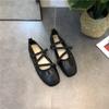 Spring Ballet Flat Shoes Women Comfy Leather Shoes 2025 Women Luxury Women Square Toe Flat Mary Janes Ladies Shoes Double Buckle
