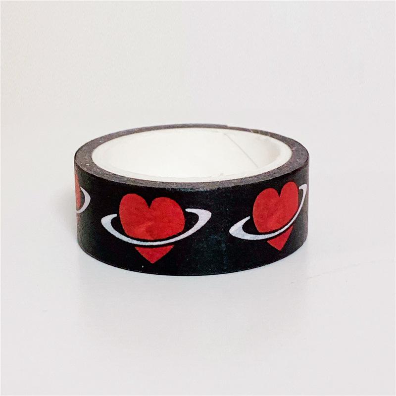 5m Washi Tape Heart Cake Pattern Black White Decorative Paper Tape for Journaling Sealing Stickers Stationery Ins Style