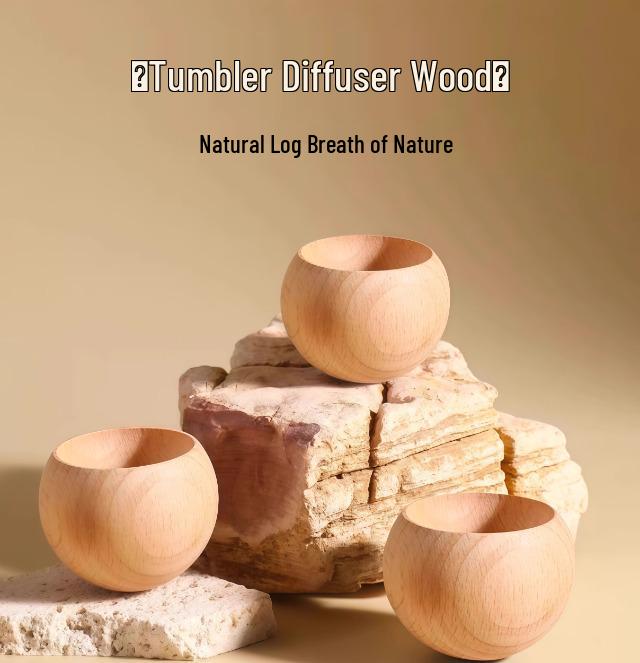 Tumbler Wooden Diffuser: Long-lasting Fireless Aromatherapy, Mosquito Repellent, Floral Water Fragrance for Home, Car, Indoor Use