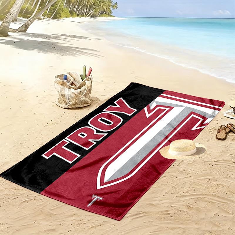 Troy Trojans Print Beach Towel, Large Soft Quick Dry Towel for Beach Camping Swimming