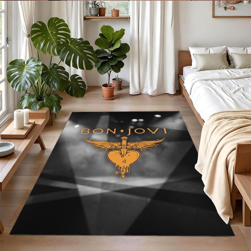 Bon Jovi Print Crystal Velvet Plush Rug Wear?Resistant Anti?Slip Floor Mat For Indoor Household Decoration