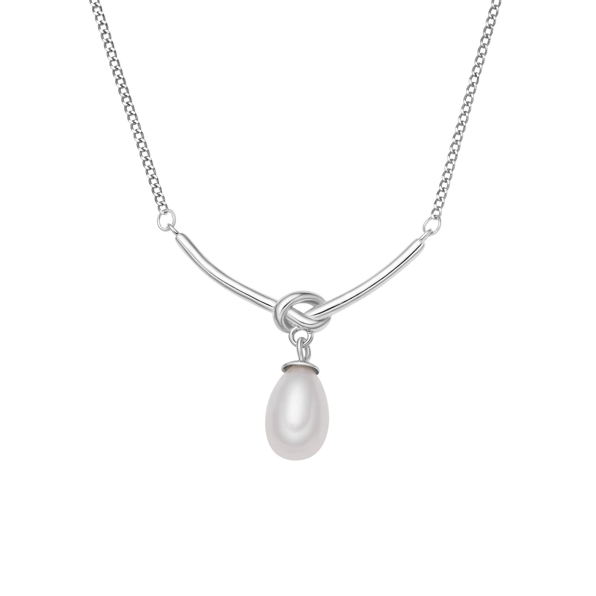 

Ожерелье-бантик из пресноводного жемчуга из стерлингового серебра 925 пробы для женщин, простое, высокого класса, с цепочкой на ключицу, нишевый дизайн 925 Silver