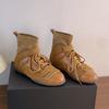 Temperament versatile fashion boots short boots splicing wasteland fashion style retro modern autumn and winter new breathable high top