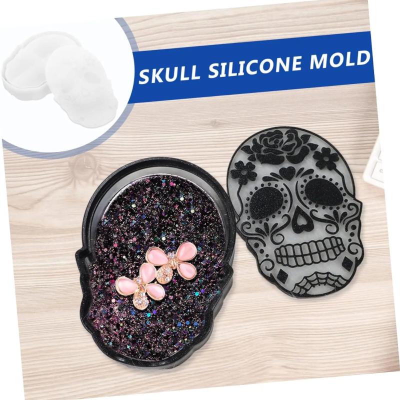 Skeleton Storage Box Halloween Box Mould Halloween Silicone Skeleton Ashtray Mould Resin Mould Desktop Jewelry Mold, Free DIY
