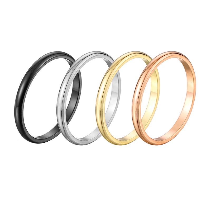 2MM Thin Titanium Steel Silver Color Couple Ring Simple Fashion Rose Gold Color Finger Ring for Women and Men Mens Gifts