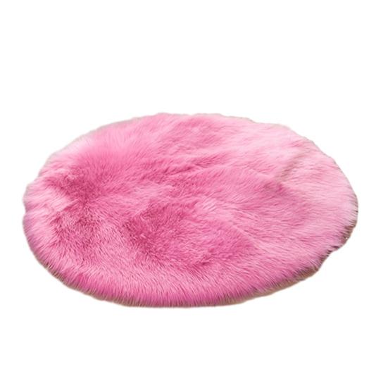 Furry Round Floor Mat Plush Soft Bedroom Rug Solid Color Machine Washable Fluffy Area Rug for Kids Rooms Nursery Living Room