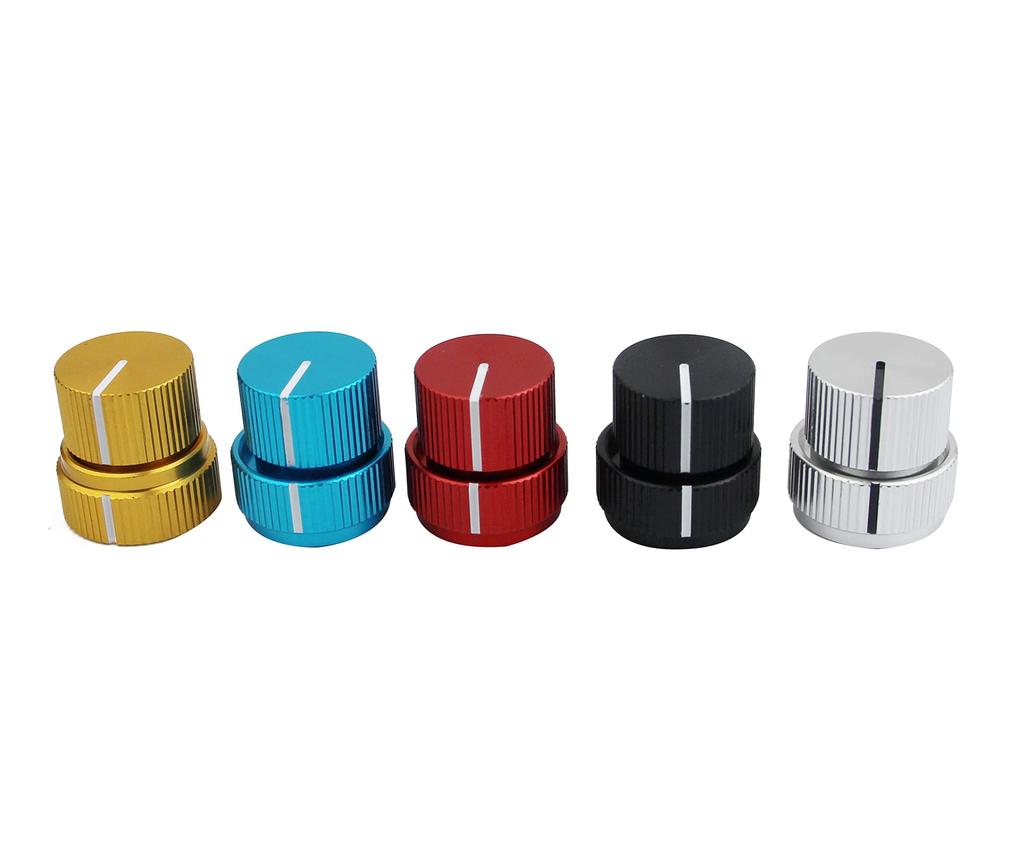 Guyker Aluminum Dual Concentric Control Knob Dome Volume and Tone Stack Replacement Set Black 2 Pcs for Electric Guitar or Bass