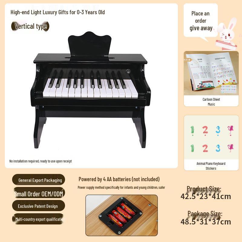 25-Key Children's Electronic Wooden Piano - Musical Toy for Early Education, Ideal Birthday Gift for Boys and Girls