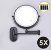 8 Inch Black Wall Mounted Bathroom Mirror 10x Magnifying Makeup Mirror Adjustable Dimming Vanity Cosmetic Mirrors with Light