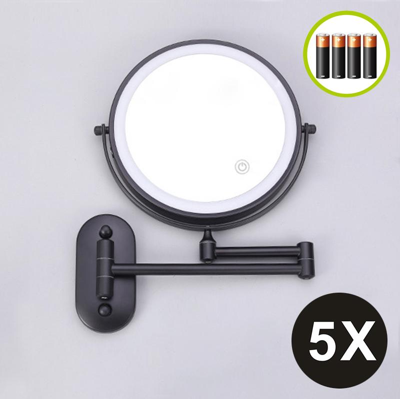 8 Inch Black Wall Mounted Bathroom Mirror 10x Magnifying Makeup Mirror Adjustable Dimming Vanity Cosmetic Mirrors with Light