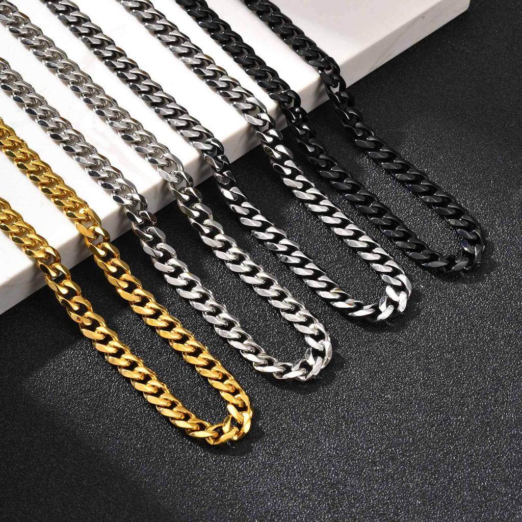 Vnox Classic Cuban Chain Necklace for Men Women, Basic Stainless Steel Link Chain Chokers, Solid Metal Collar Chain Wholesale