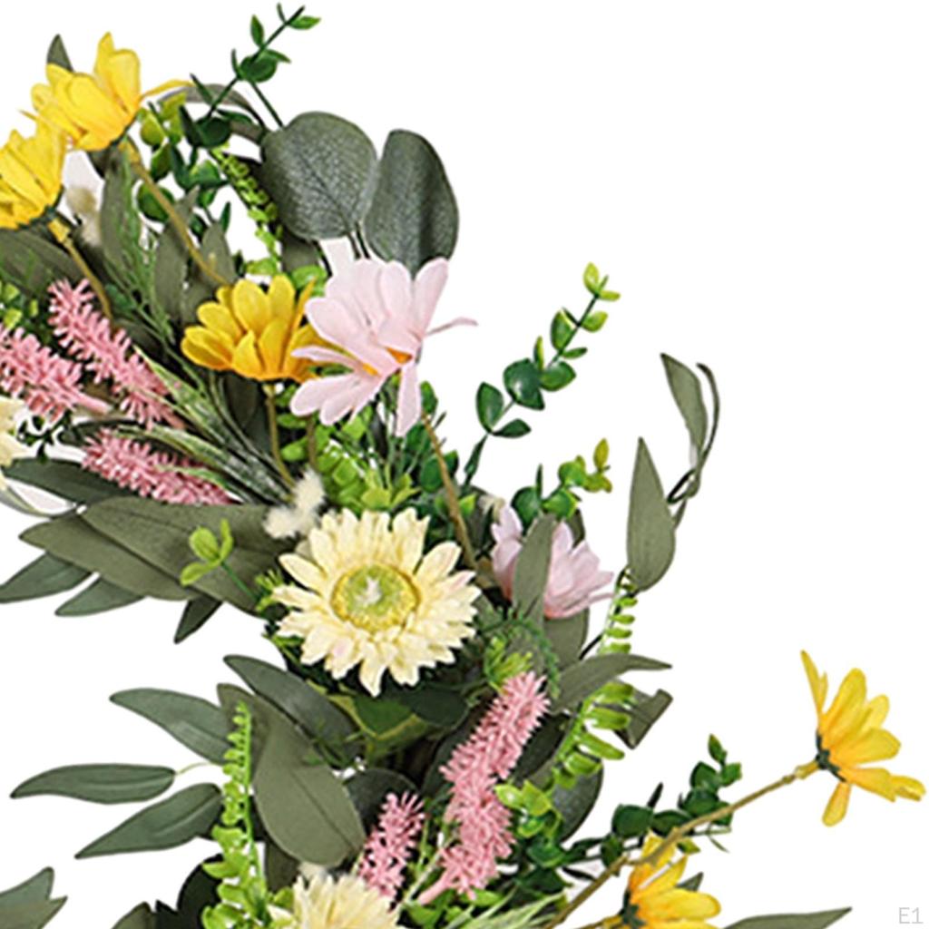 Künstliche Gänseblümchen-Blumen-Frühlingskranz-Haustür-Grün-Eukalyptusblätter-Osterdekorationen für