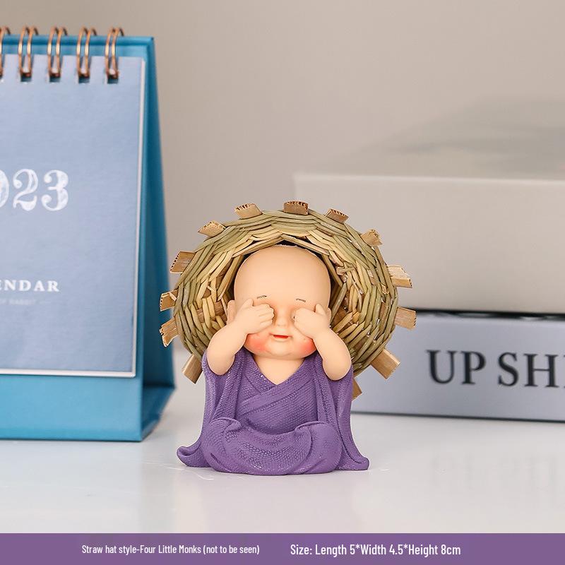 Zen Little Monk Ornaments: Cute Novice Tea Table Decor for Desk or Office
