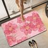 Vintage Floral Half-Circle Floor Mat Soft Diatom Mud Non-Slip Bathroom Rug Water Absorbent Shower Mat for Home Decor