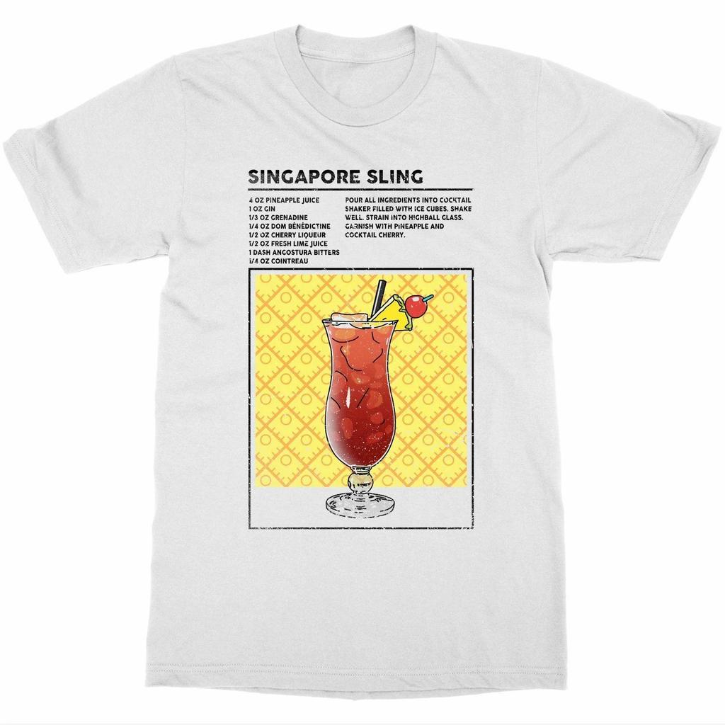 Alcohol Mixed Drink Singapore Sling Cocktail Bartender T Shirt 100 Cotton Short Sleeve Casual Tshirt Loose Top New Size S3XL