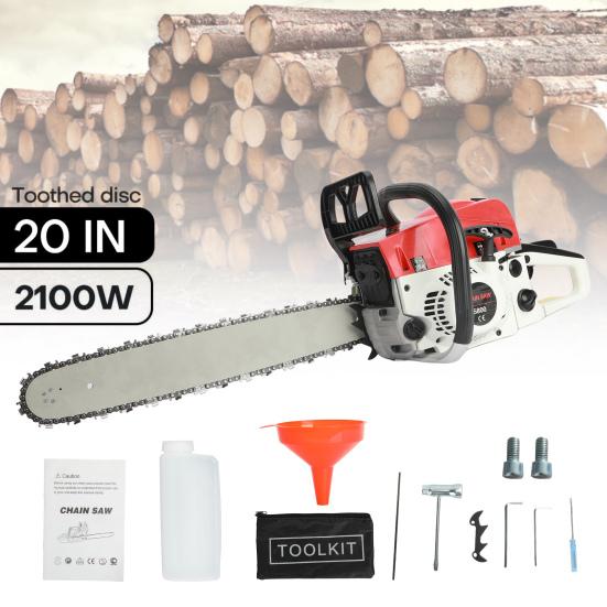 1 Set Gas Chain Saw High Power Multifunction 58 Cubic Centimeter Rust Resistant Wood Chainsaw for Wood Cutting