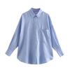 2023 Autumn New European & American Street Style Multi-color Long Sleeve Solid Linen Shirt with Pocket Detail