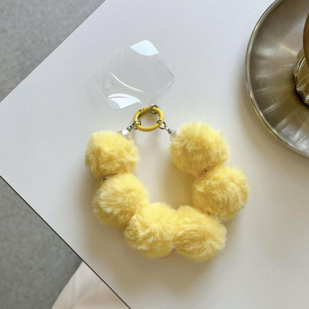 Plush Pompon Mobile Phone Charm & Bracelet Chain for Autumn/Winter