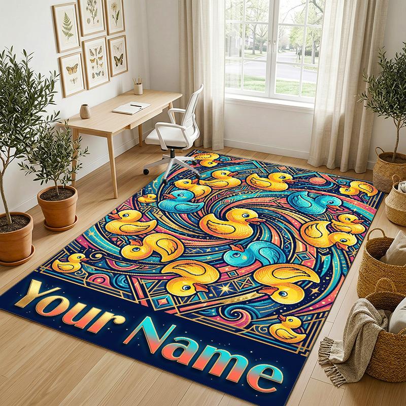 Celebration Party Theme Crystal Velvet Rug Personalized Custom Name Text Soft Floor Mat Home Decor