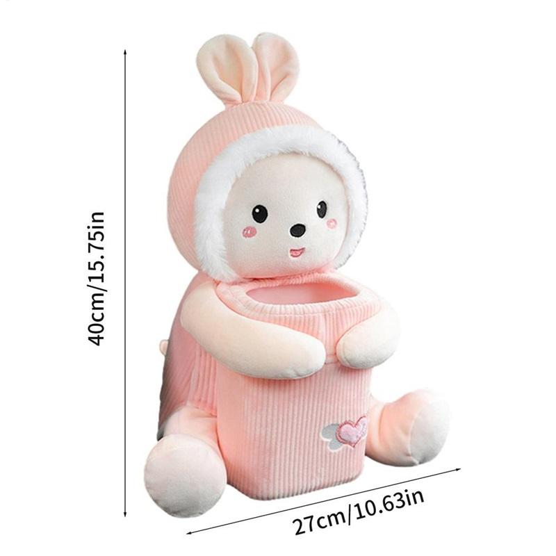 2 In1 Cute Cartoon Car Tissue Box With Ashcan Creative Plush Tissue Box Holder Auto Armrest Box Car Garbage Can for car interior