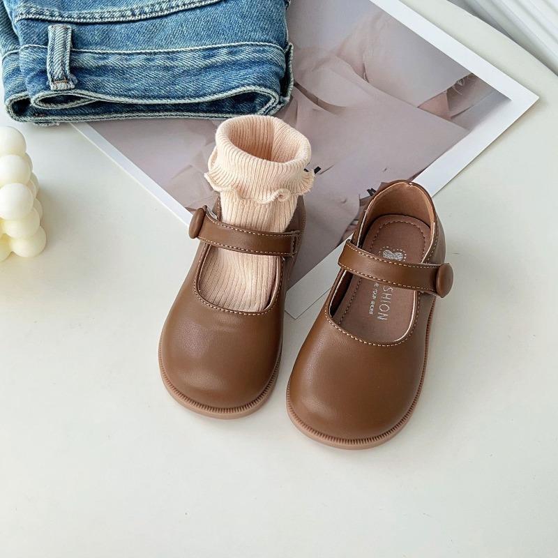 

Anti-slip Leather Shoes with Soft Soles, New Style, Shoe with Round Toe, Girls Single Shoes 28 коричневий