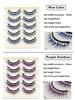 5 Pairs Glitter False Eyelashes with Rhinestones Colored Dramatic Lashes Hard Strip for Costume Photoshoot