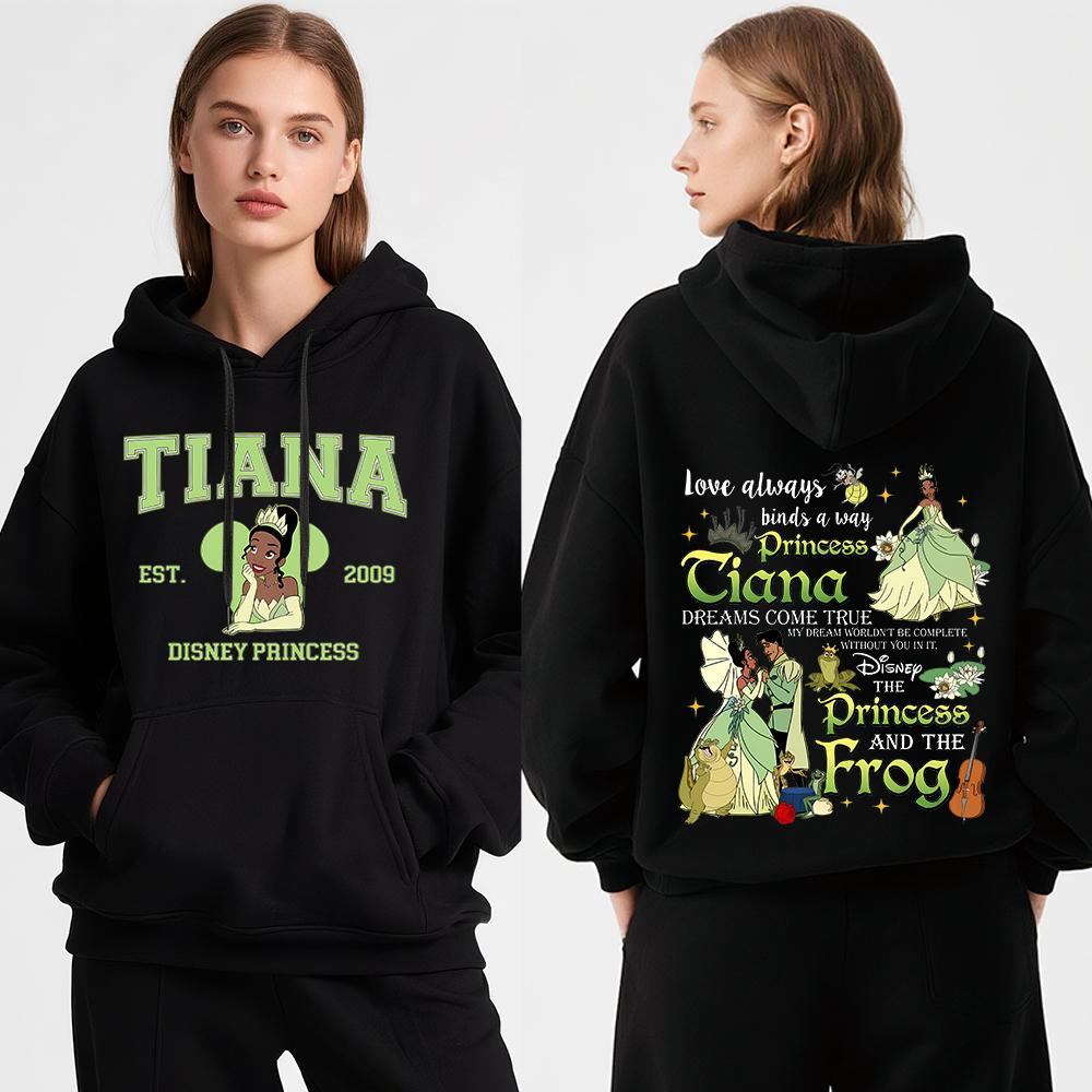 

Disney Princess Tiana Print Womens Fleece Hoodie Winter Warm Pullover Casual Sweatshirt for Travel Holiday Daily Leisure Wear 3XL