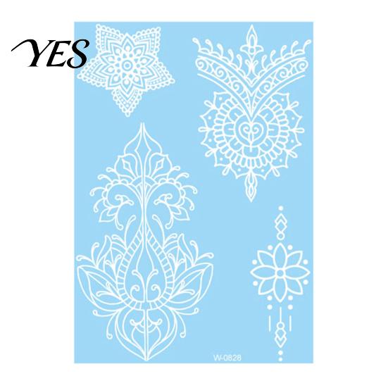 Gentle-On Skin Tattoo White Lace Sticker for Women, Temporary Face Body Fake Decal Arm, Waterproof Wedding Party Festival