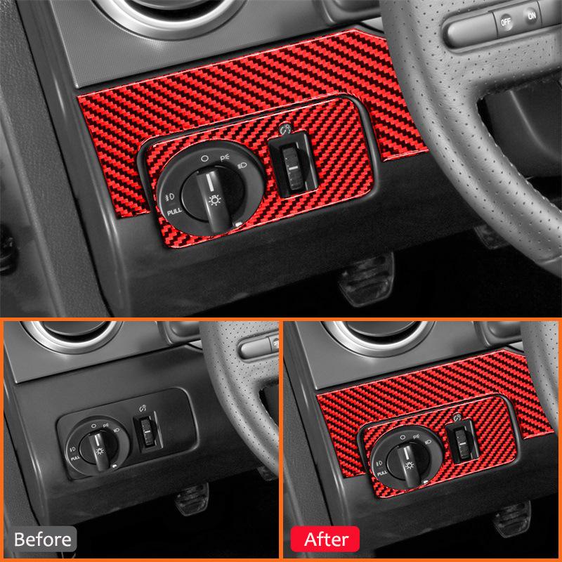 Soft Carbon Fiber Auto Headlight Head Light Lamp Buttons Switch Panel Decoration Sticker For Ford Mustang 2005-2009 Accessories