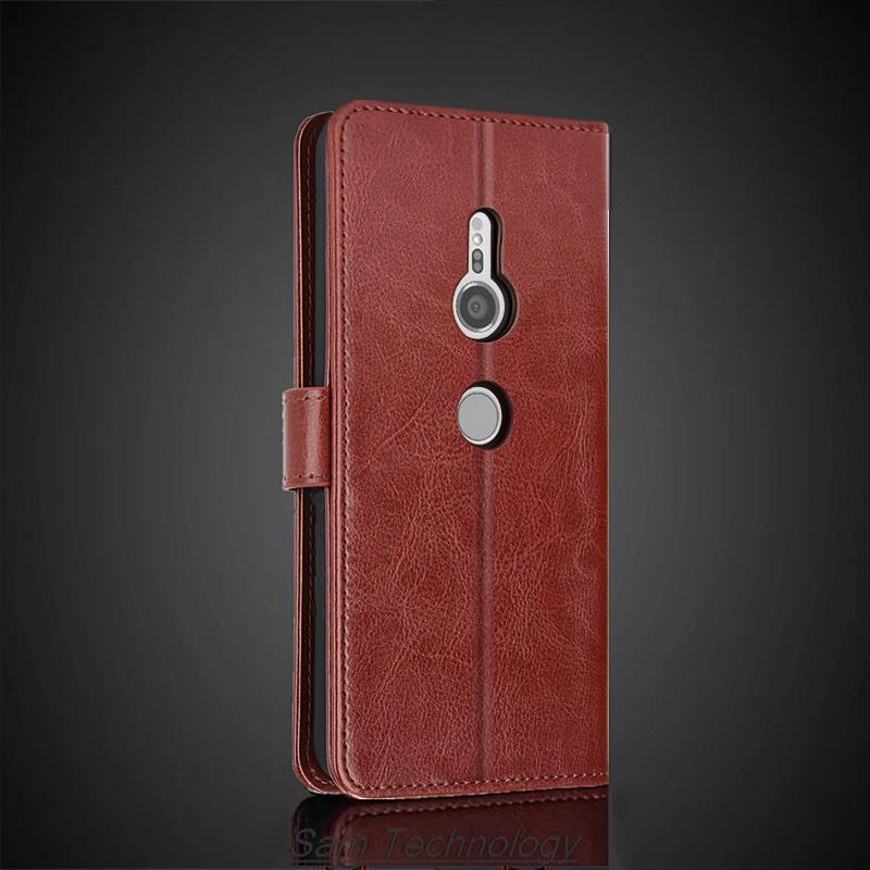 Etui z klapką ze skóry PU na karty dla Sony Xperia XZ2 Premium 5.8"/ XZ2 5.7" Etui retro portfel biznesowy Fundas Coque